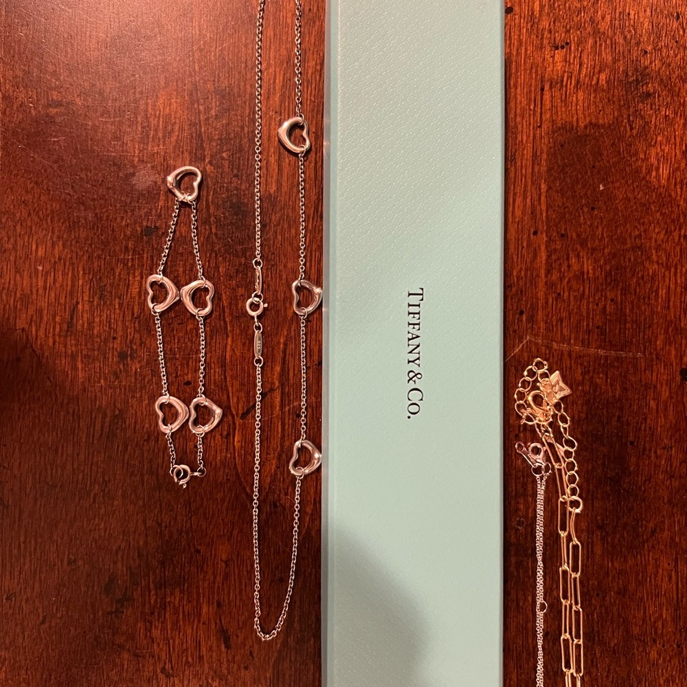 Tiffany & Co open heart collection bracelet and necklace set -925 silver.